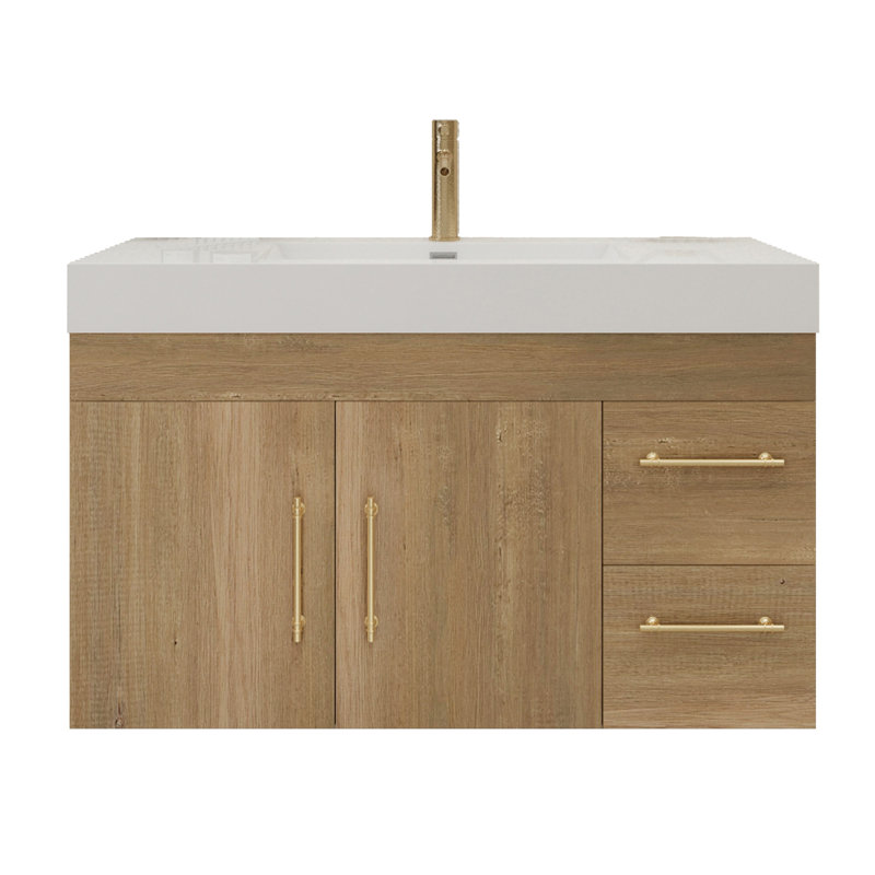 Morenobath 42'' Wall Mounted Single Bathroom Vanity with Reinforced